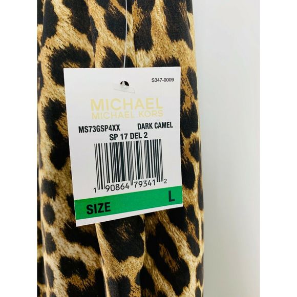 Michael Kors Camel Brown Animal Print Pants Large - Picture 3 of 4